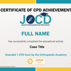 CPD Certification Application Journal of  Orthopaedic Case Discussions